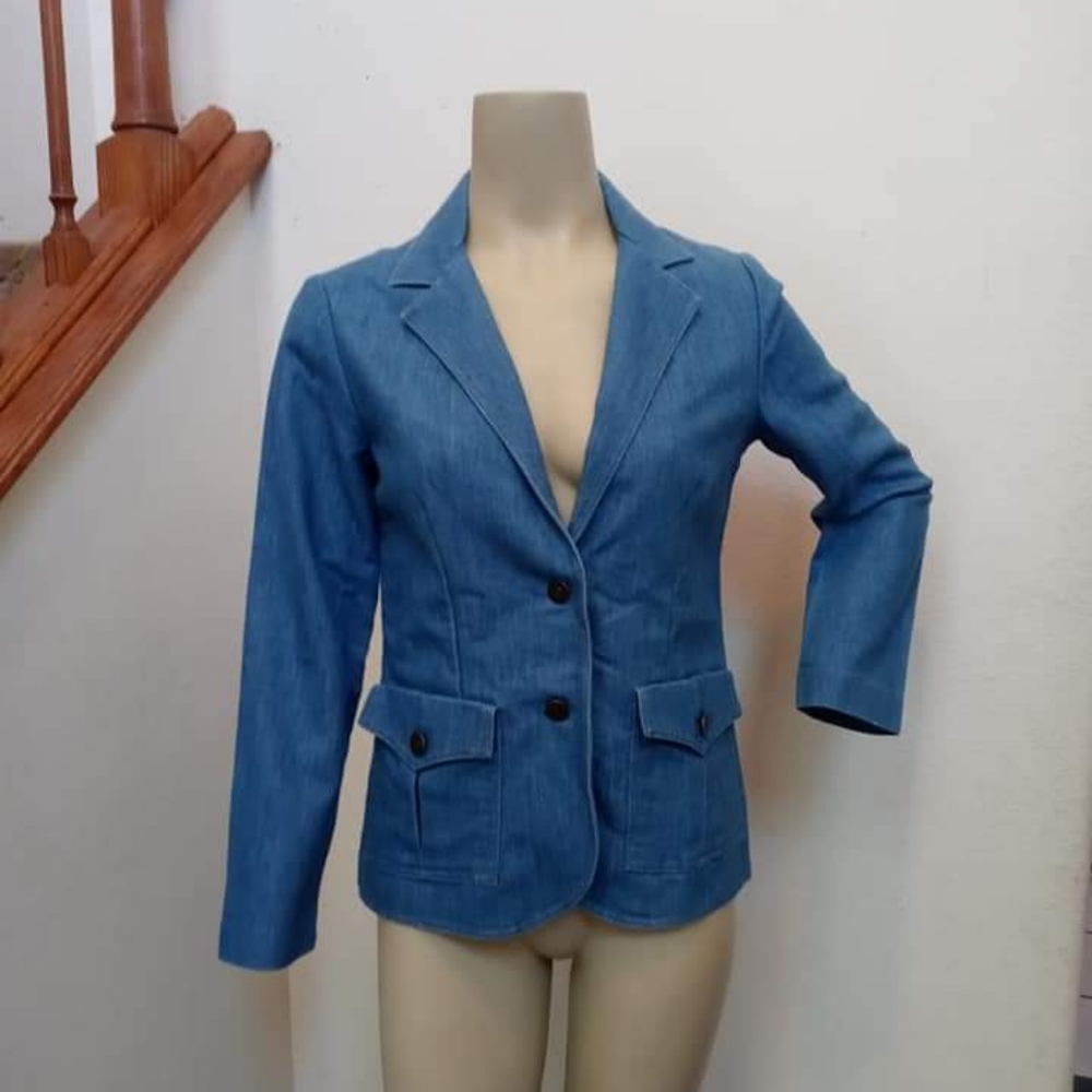 Vintage Denim Blazer Jacket Size 8 Sutter Place